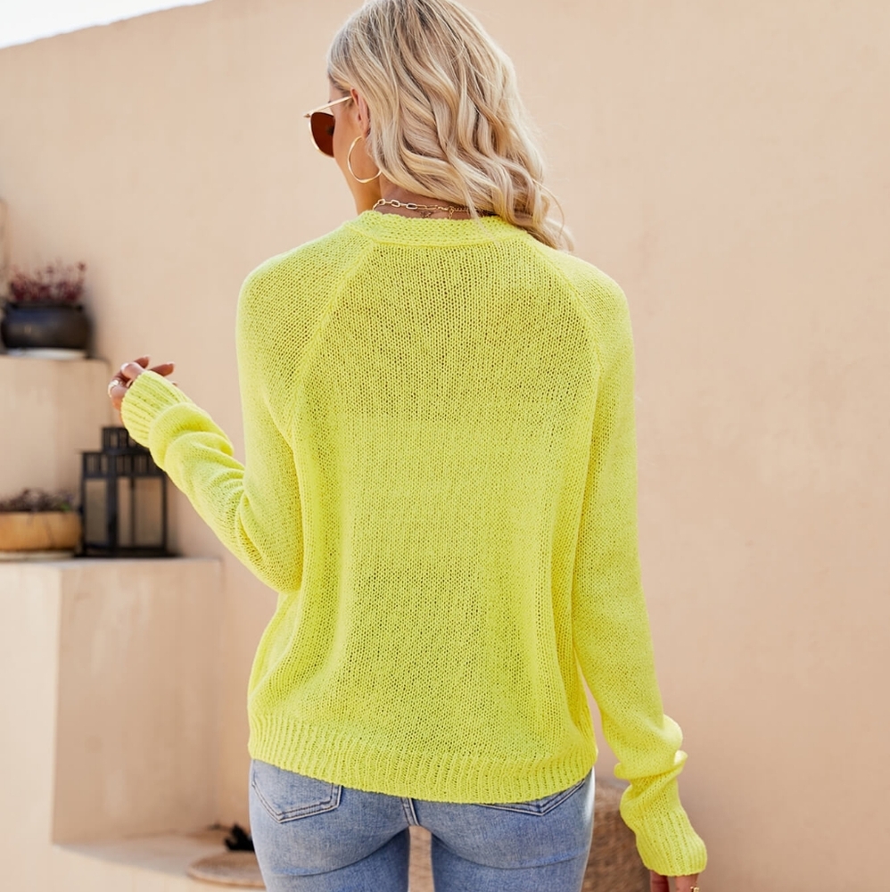 Claire Raglan Sleeve Cardigan - Yellow - Picture 4 of 4
